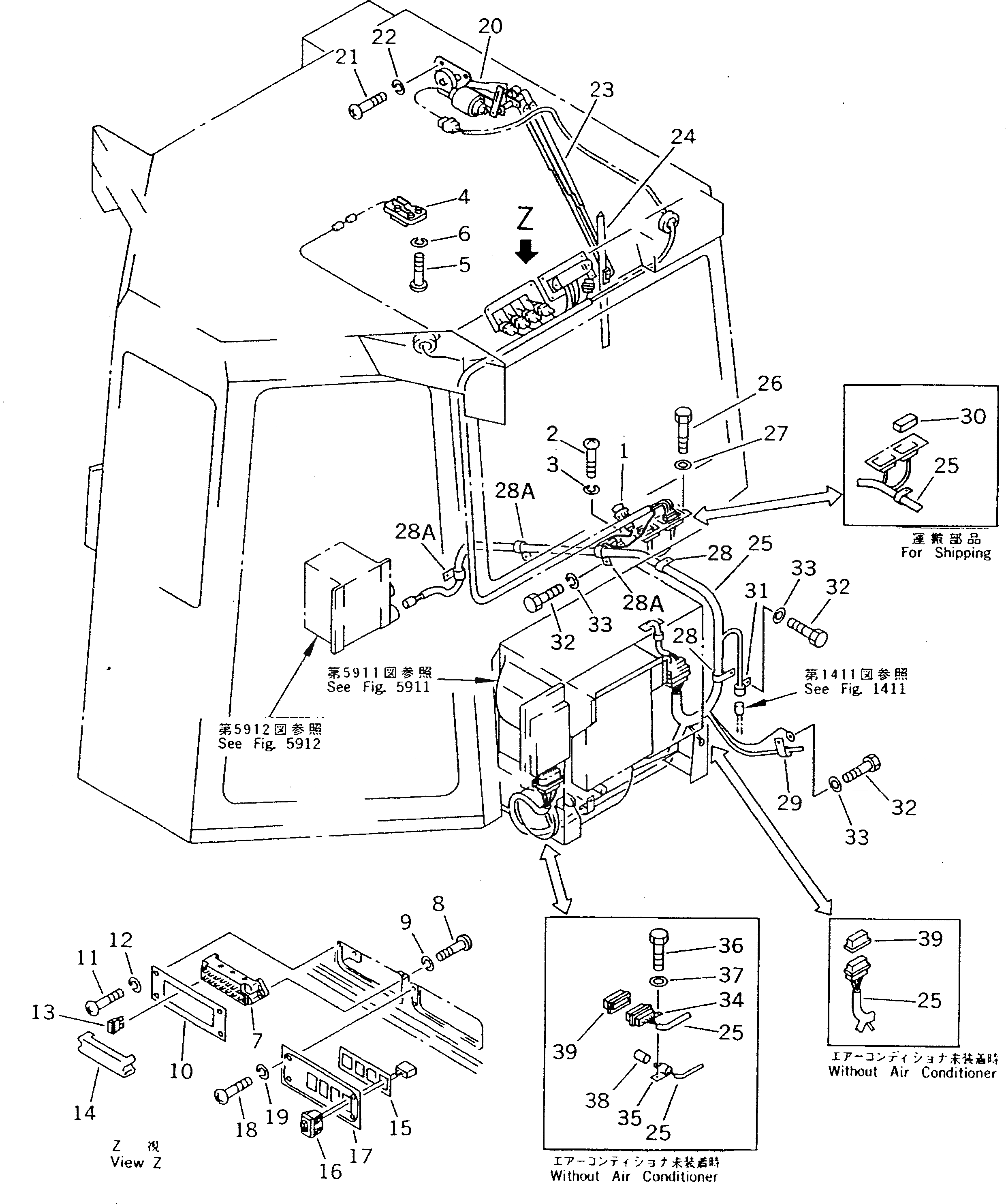 Схема запчастей Komatsu D85A-21 - СТАЛЬНАЯ КАБИНА (ЭЛЕКТРИКА¤ ЗАДН.) (8/9)(№-) ЧАСТИ КОРПУСА