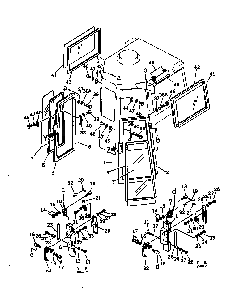 Схема запчастей Komatsu D85A-21 - СТАЛЬНАЯ КАБИНА (ДВЕРЬ И БОКОВ. ОКНА) (/9) (МОРОЗОУСТОЙЧИВ. СПЕЦИФИКАЦИЯ.)(№-9) ЧАСТИ КОРПУСА