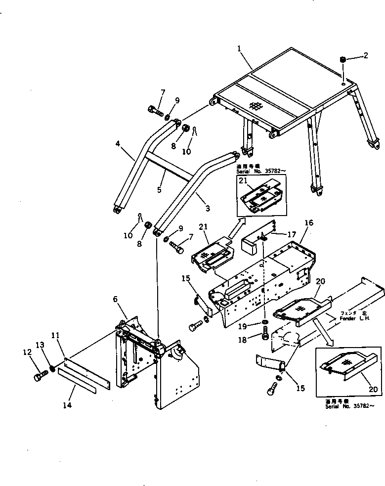 Схема запчастей Komatsu D85A-21 - КАБИНА ЧАСТИ КОРПУСА SWEEPER (WOODY МЕСТН. СПЕЦ-Я.)(№-) ЧАСТИ КОРПУСА