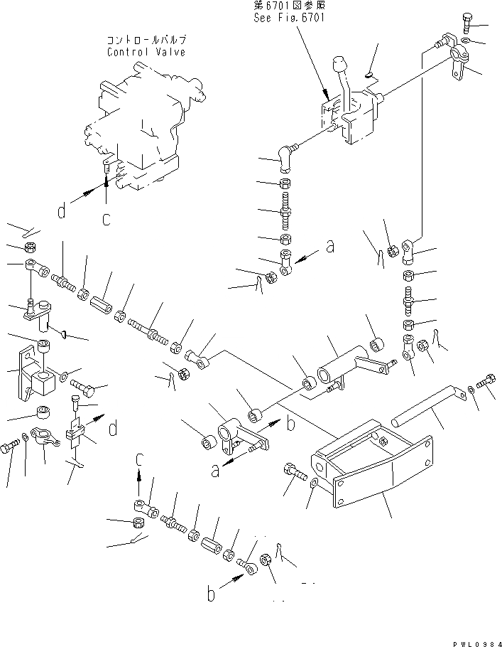 Схема запчастей Komatsu D85A-21 - НАКЛОН. ОТВАЛ МЕХ-М УПРАВЛ-Я(№-) УПРАВЛ-Е РАБОЧИМ ОБОРУДОВАНИЕМ