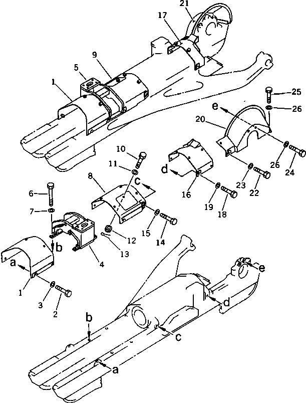 Схема запчастей Komatsu D85A-21A - КРЫШКИ(№-) ГУСЕНИЦЫ