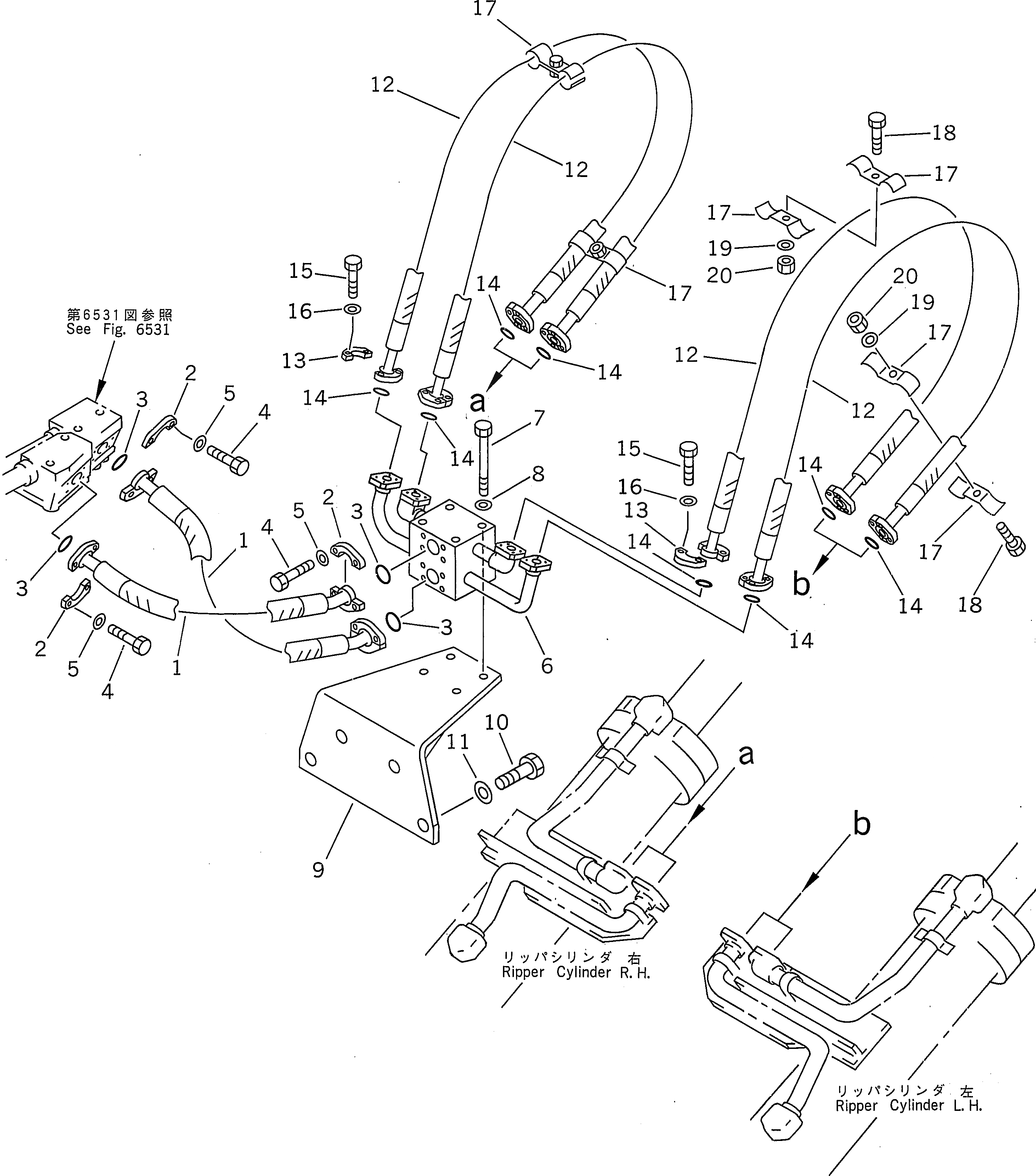 Схема запчастей Komatsu D85A-21A - ЦИЛИНДР РЫХЛИТЕЛЯ ТРУБЫ(№-) РАБОЧЕЕ ОБОРУДОВАНИЕ