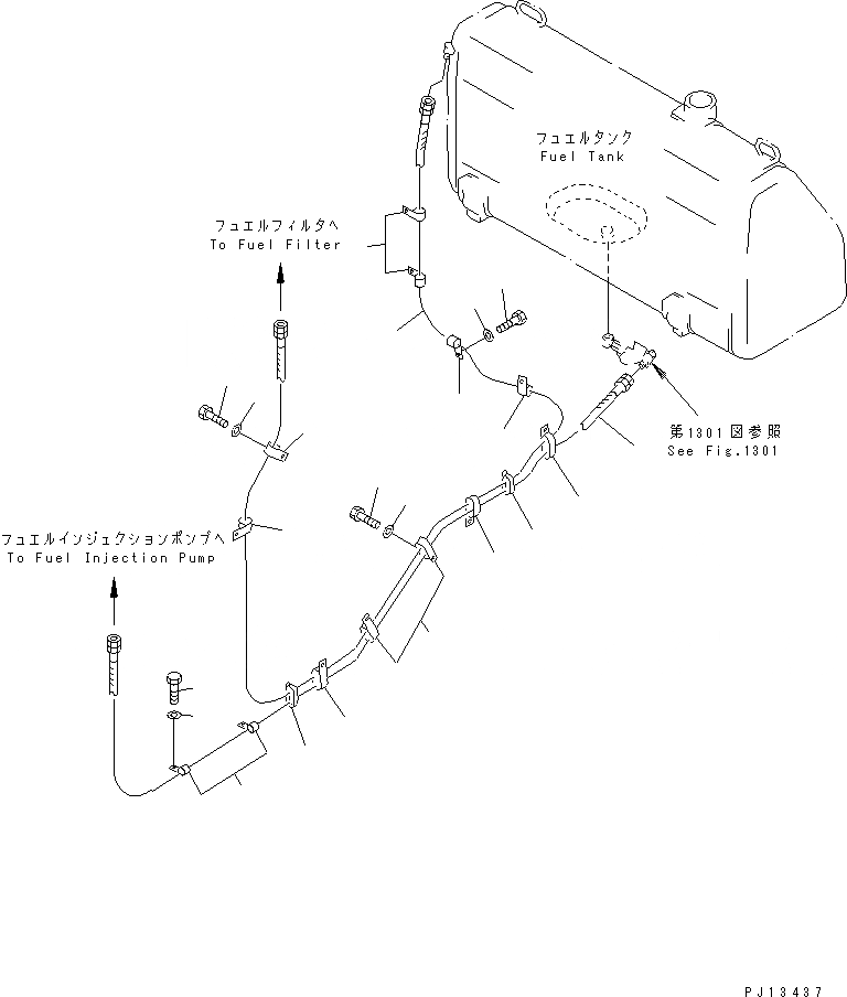 Схема запчастей Komatsu D85A-21B - ТОПЛИВОПРОВОД.(№-) КОМПОНЕНТЫ ДВИГАТЕЛЯ И ЭЛЕКТРИКА