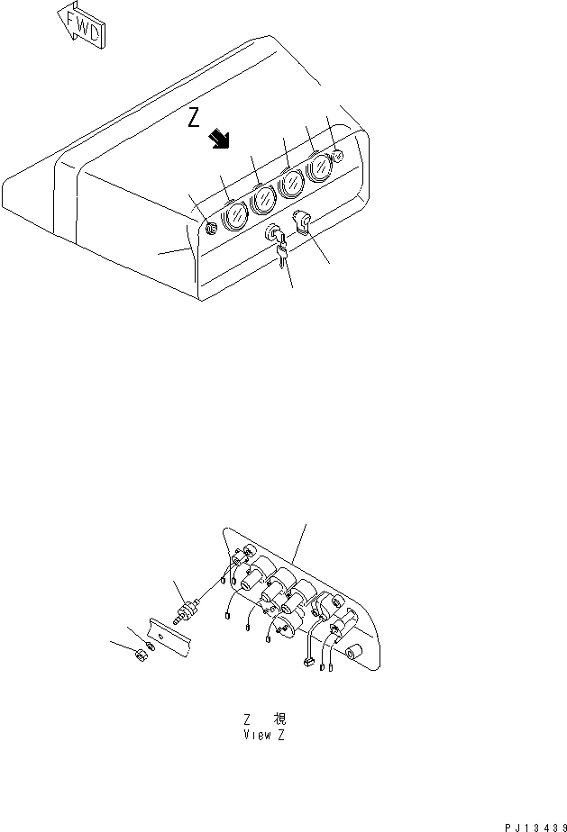 Схема запчастей Komatsu D85A-21B - ПАНЕЛЬ ПРИБОРОВ(№-) КОМПОНЕНТЫ ДВИГАТЕЛЯ И ЭЛЕКТРИКА