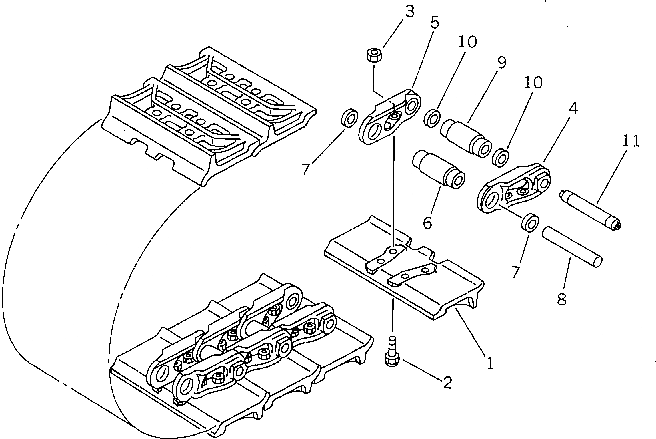 Схема запчастей Komatsu D85A-21B - ГУСЕНИЦЫ (СО СЦЕПНЫМ ПАЛЬЦЕМ) (ON-ROCKBED)(№-) ГУСЕНИЦЫ