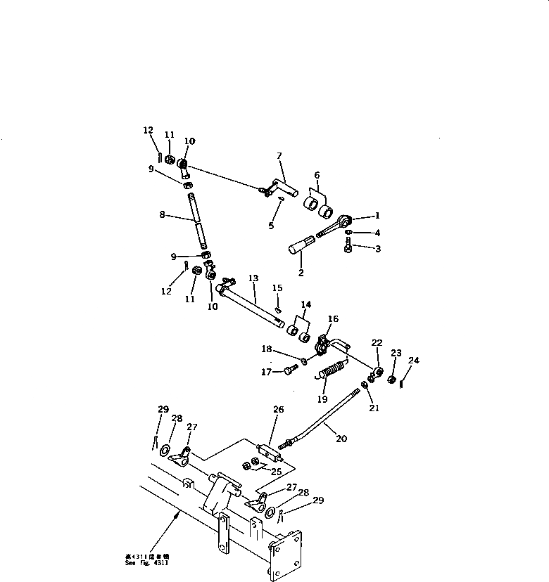 Схема запчастей Komatsu D85A-21B - РЫЧАГ СТОЯНОЧНОГО ТОРМОЗА(№-) СИСТЕМА УПРАВЛЕНИЯ