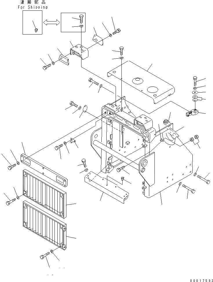 Схема запчастей Komatsu D85A-21B - ЗАЩИТА РАДИАТОРА (TОБОД КОЛЕСАMING)(№-) ЧАСТИ КОРПУСА