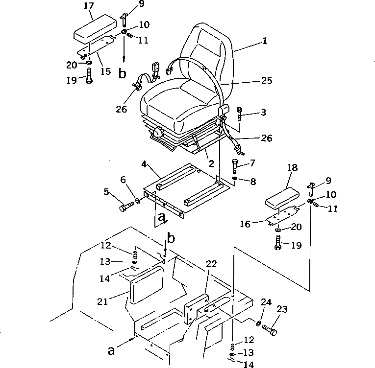 Схема запчастей Komatsu D85A-21B - СИДЕНЬЕ ОПЕРАТОРА (KAB ѕІ)(№8-) ЧАСТИ КОРПУСА