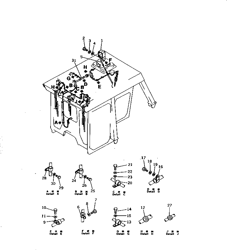 Схема запчастей Komatsu D85A-21B - КАБИНА ROPS¤ ТИП ¤ (ЭЛЕКТРИКА) (/) (/7)(№-) ЧАСТИ КОРПУСА