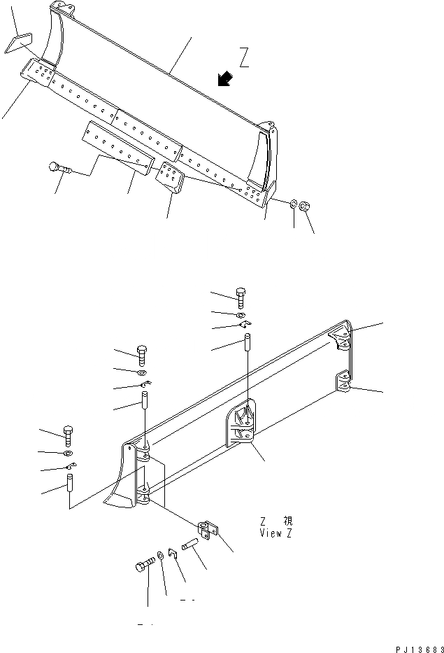 Схема запчастей Komatsu D85A-21B - ОТВАЛ С ИЗМ. УГЛОМ ПОВОРОТА(№-) РАБОЧЕЕ ОБОРУДОВАНИЕ