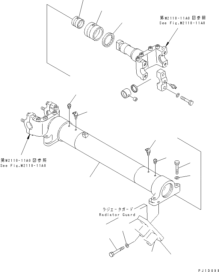 Схема запчастей Komatsu D85A-21B-ER - ОПОРА ЦИЛИНДРА ЧАСТИ КОРПУСА