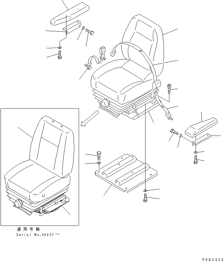 Схема запчастей Komatsu D85A-21 - СИДЕНЬЕ ОПЕРАТОРА КАБИНА ОПЕРАТОРА И СИСТЕМА УПРАВЛЕНИЯ