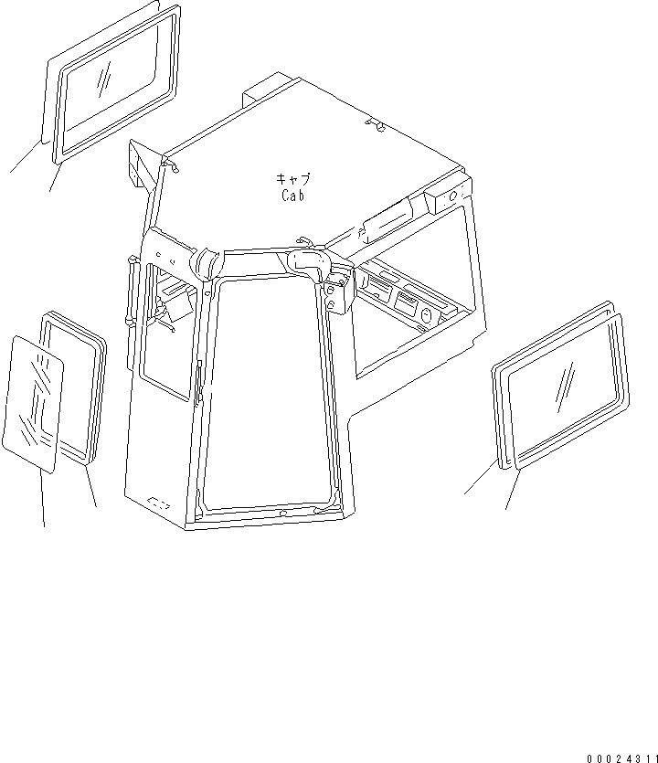 Схема запчастей Komatsu D85A-21 - СТАЛЬНАЯ КАБИНА (ПЕРЕДН. И БОКОВ. ОКНА) КАБИНА ОПЕРАТОРА И СИСТЕМА УПРАВЛЕНИЯ
