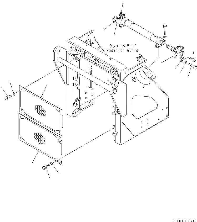 Схема запчастей Komatsu D85A-21 - ЗАСЛОНКА РАДИАТОРА (TОБОД КОЛЕСАMING)(№77-) ЧАСТИ КОРПУСА