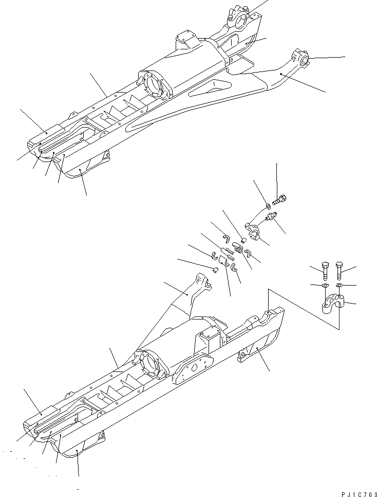 Схема запчастей Komatsu D85A-21 - ГУСЕНИЧНАЯ РАМА (D8A)(№-78) ГУСЕНИЦЫ
