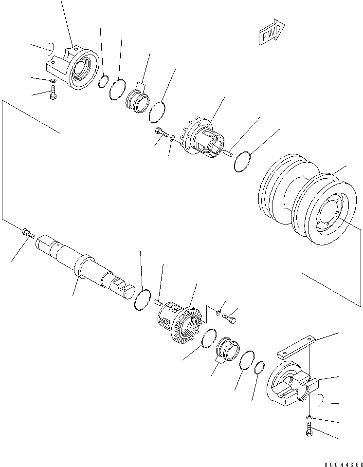 Схема запчастей Komatsu D85A-21 - ОПОРНЫЙ КАТОК (ДВОЙН.) (ЛЕВ.)(№78-) ГУСЕНИЦЫ