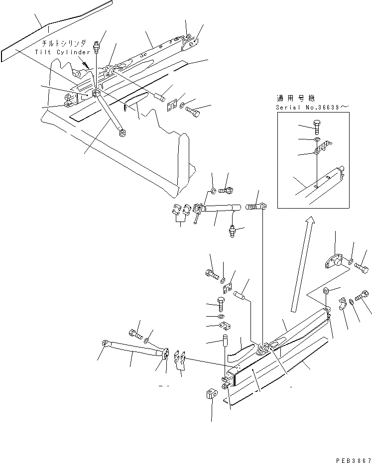 Схема запчастей Komatsu D85A-21 - РАМА ПРЯМ. ОТВАЛА (УСИЛЕНН.) РАБОЧЕЕ ОБОРУДОВАНИЕ
