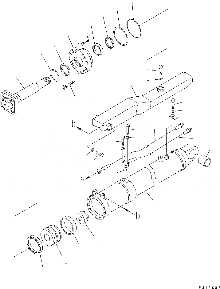 Схема запчастей Komatsu D85A-21 - ЦИЛИНДР ПЕРЕКОСА ОТВАЛА ОСНОВН. КОМПОНЕНТЫ И РЕМКОМПЛЕКТЫ