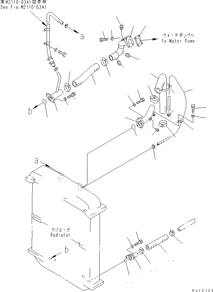 Схема запчастей Komatsu D85C-21-A - СИСТЕМА ТРУБ РАДИАТОРА СИСТЕМА ОХЛАЖДЕНИЯ
