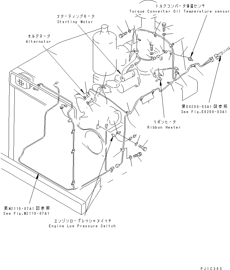 Схема запчастей Komatsu D85C-21-A - ОТСЕК ДВИГАТЕЛЯ КАБЕЛЬ ЭЛЕКТРИКА
