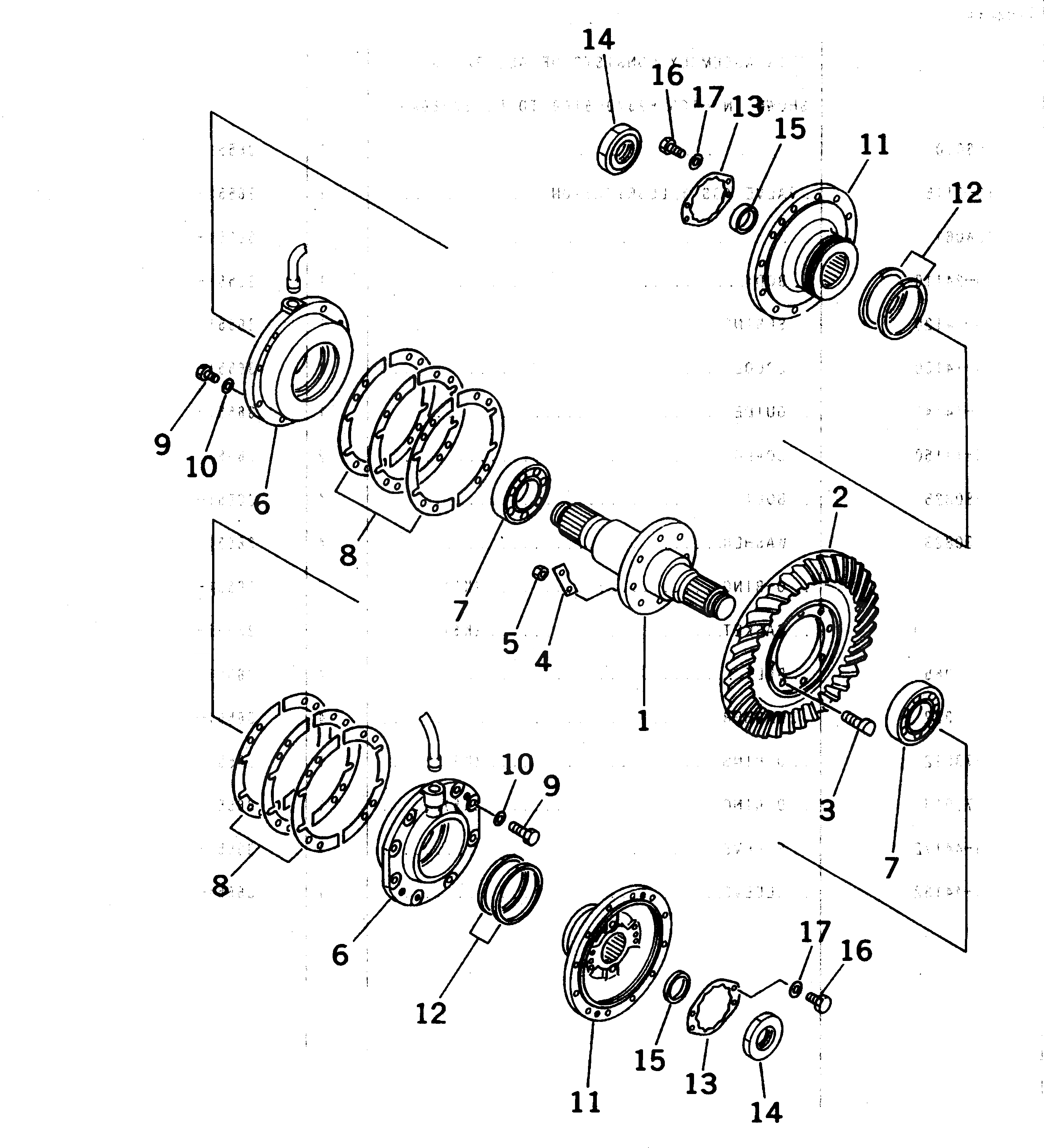 Схема запчастей Komatsu D85C-21-A - КОНИЧЕСКАЯ ПЕРЕДАЧА С ВАЛОМ СИЛОВАЯ ПЕРЕДАЧА И КОНЕЧНАЯ ПЕРЕДАЧА