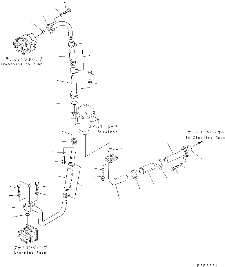 Схема запчастей Komatsu D85C-21-A - СИЛОВАЯ ГИДРОЛИНИЯ (ВСАСЫВ. ЛИНИЯ) СИЛОВАЯ ПЕРЕДАЧА И КОНЕЧНАЯ ПЕРЕДАЧА