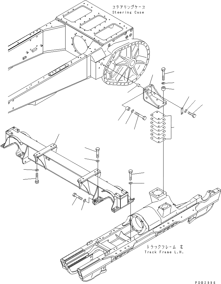 Схема запчастей Komatsu D85C-21-A - ПОДВЕСКА ОСНОВН. РАМА И КОМПОНЕНТЫ