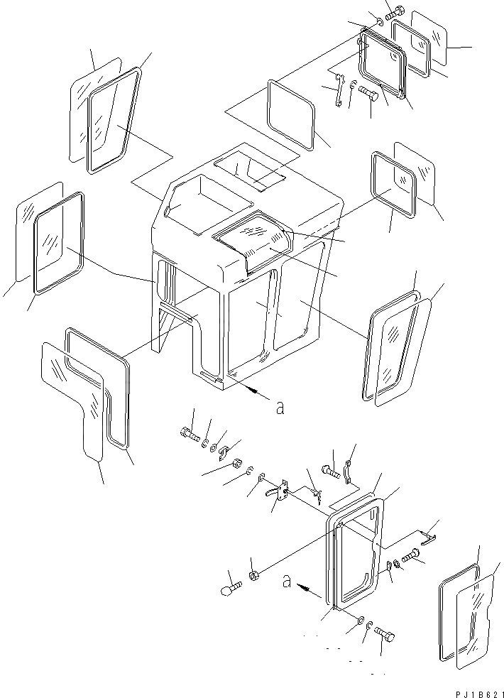 Схема запчастей Komatsu D85C-21-A - КАБИНА (ДВЕРЬ И ОКНА) КАБИНА ОПЕРАТОРА И СИСТЕМА УПРАВЛЕНИЯ