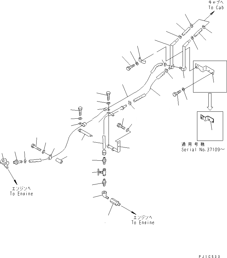 Схема запчастей Komatsu D85C-21-A - ГИДР. ПРОВОД. ОБОГРЕВАТЕЛЯ КАБИНА ОПЕРАТОРА И СИСТЕМА УПРАВЛЕНИЯ