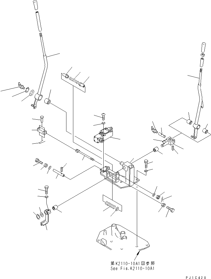 Схема запчастей Komatsu D85C-21-A - КРЮК И HI-НИЗ. РЫЧАГ МЕХАНИЗМ КАБИНА ОПЕРАТОРА И СИСТЕМА УПРАВЛЕНИЯ
