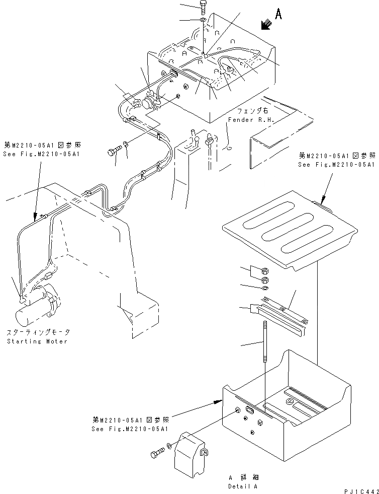 Схема запчастей Komatsu D85C-21-A - АККУМУЛЯТОР КАБЕЛЬ ЧАСТИ КОРПУСА