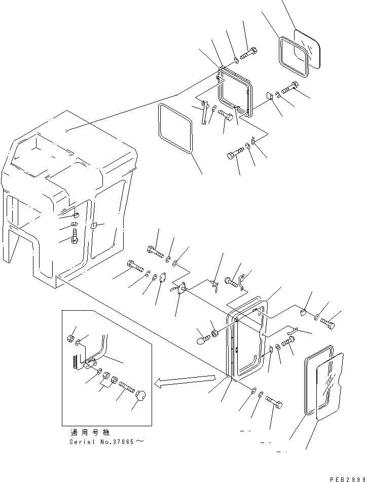 Схема запчастей Komatsu D85C-21 - КАБИНА (ДВЕРЬ И ЗАДН. ОКНА)(№-78) КАБИНА ОПЕРАТОРА И СИСТЕМА УПРАВЛЕНИЯ