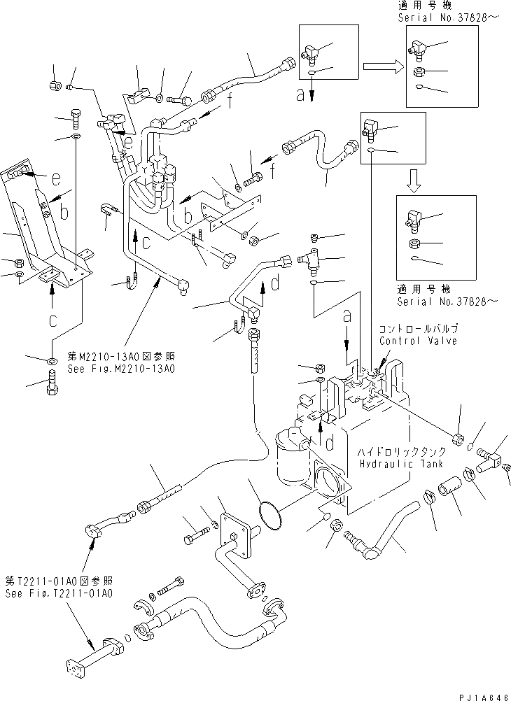 Схема запчастей Komatsu D85C-21 - ГИДРОЛИНИИ ПРОТИВОВЕСА(/) ЧАСТИ КОРПУСА
