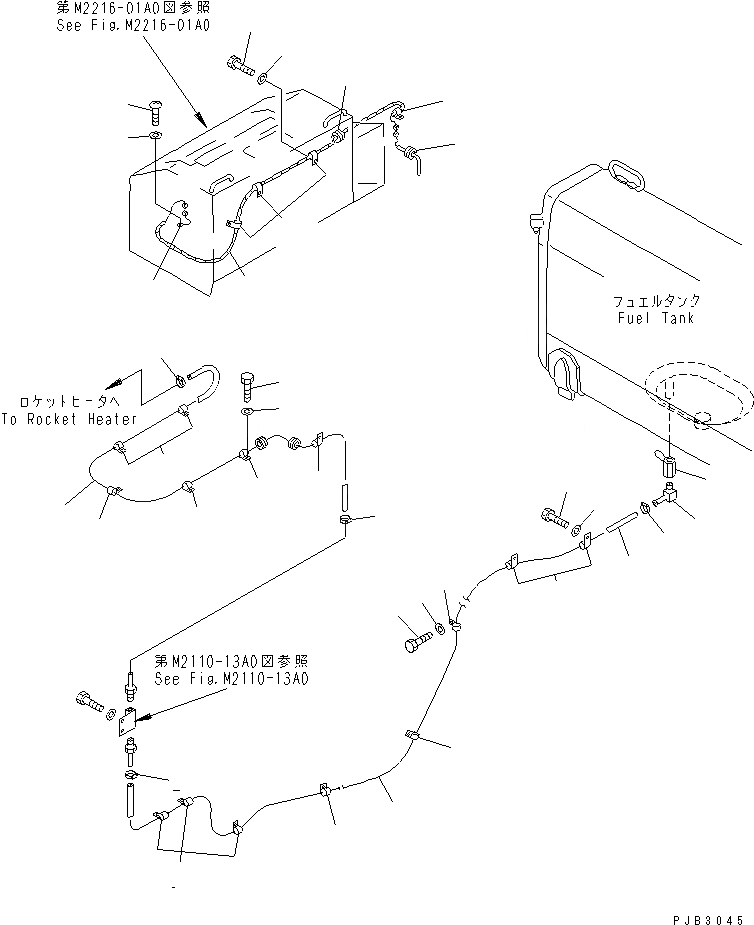Схема запчастей Komatsu D85C-21 - ПОДОГРЕВ. РАКЕТНОГО ТИПА ТРУБЫ ЧАСТИ КОРПУСА