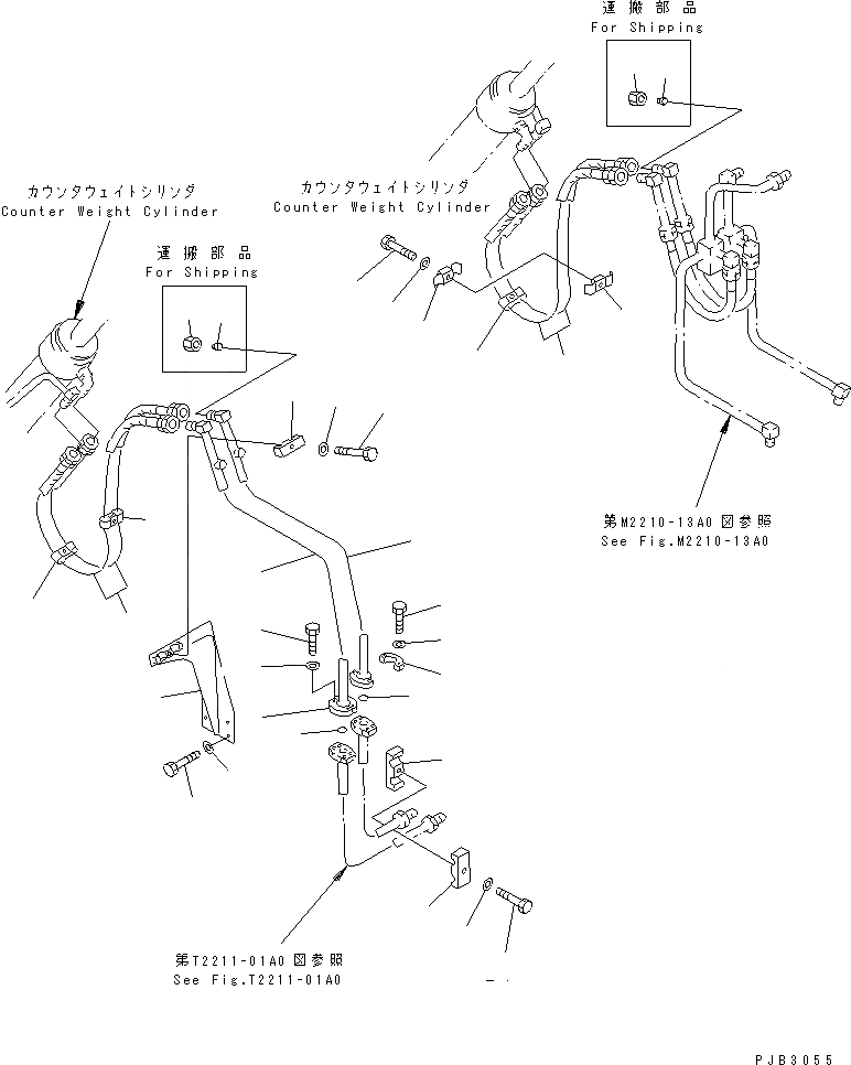 Схема запчастей Komatsu D85C-21 - ГИДРОЛИНИИ ПРОТИВОВЕСА(/) РАБОЧЕЕ ОБОРУДОВАНИЕ CONTOROL СИСТЕМА