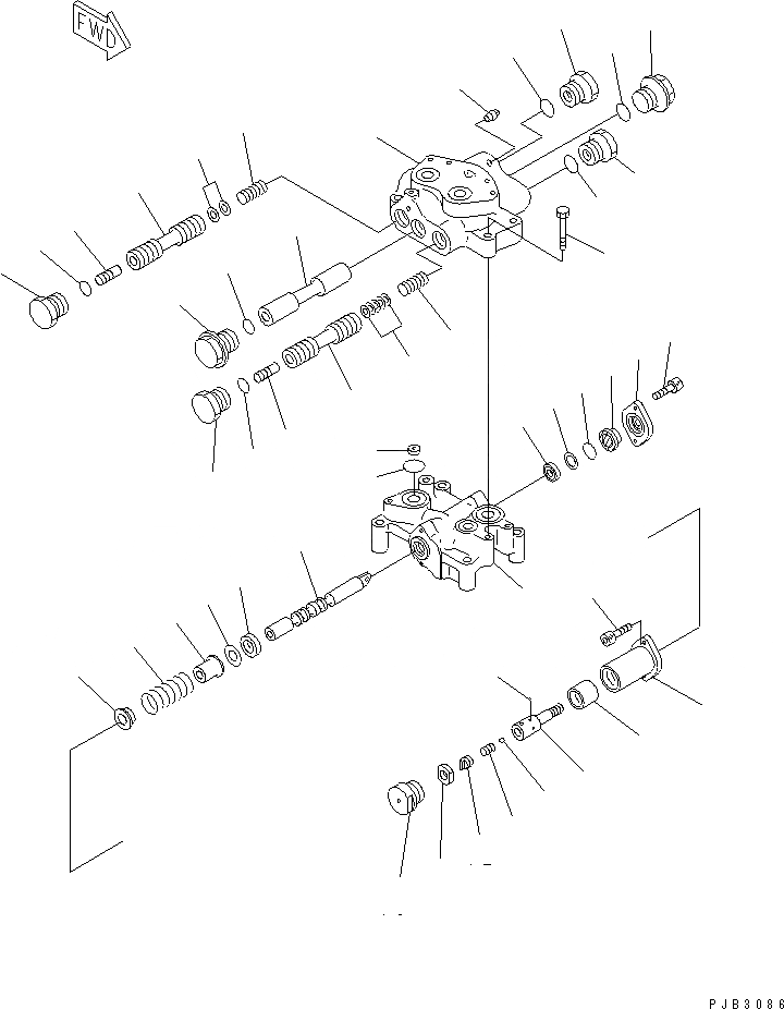 Схема запчастей Komatsu D85C-21 - ПОДЪЕМ-ОПУСК. МУФТА SELECT КЛАПАН ОСНОВН. КОМПОНЕНТЫ И РЕМКОМПЛЕКТЫ