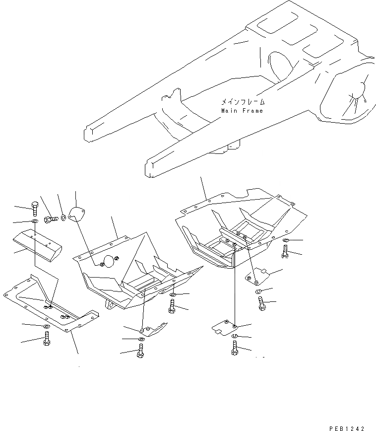 Схема запчастей Komatsu D85E-21 - НИЖН. ЗАЩИТА ЧАСТИ КОРПУСА