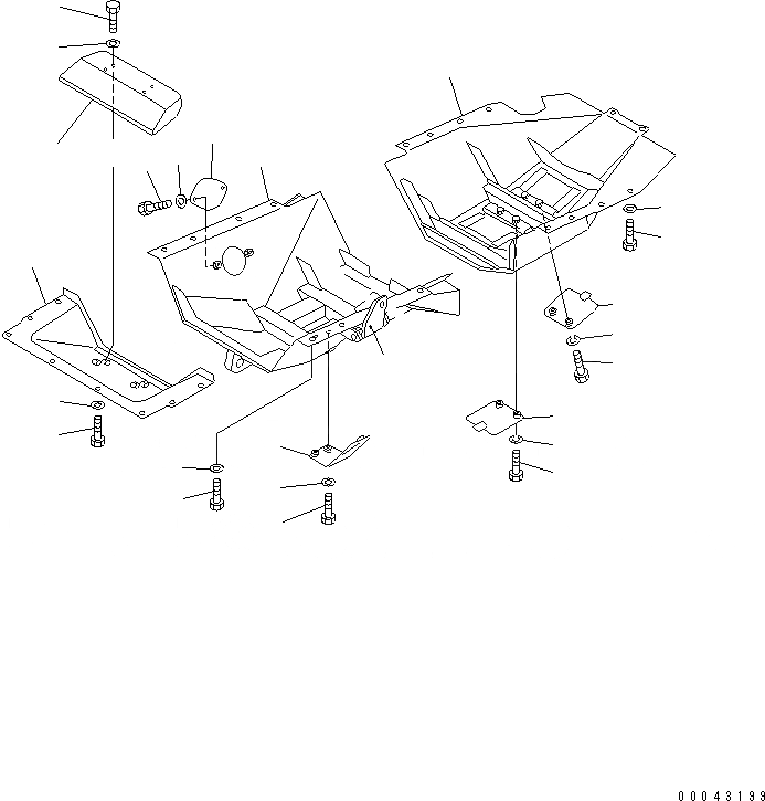 Схема запчастей Komatsu D85E-21 - НИЖН. ЗАЩИТА (HINGED С ПЕРЕДН. КРЮК)(№7-) ЧАСТИ КОРПУСА