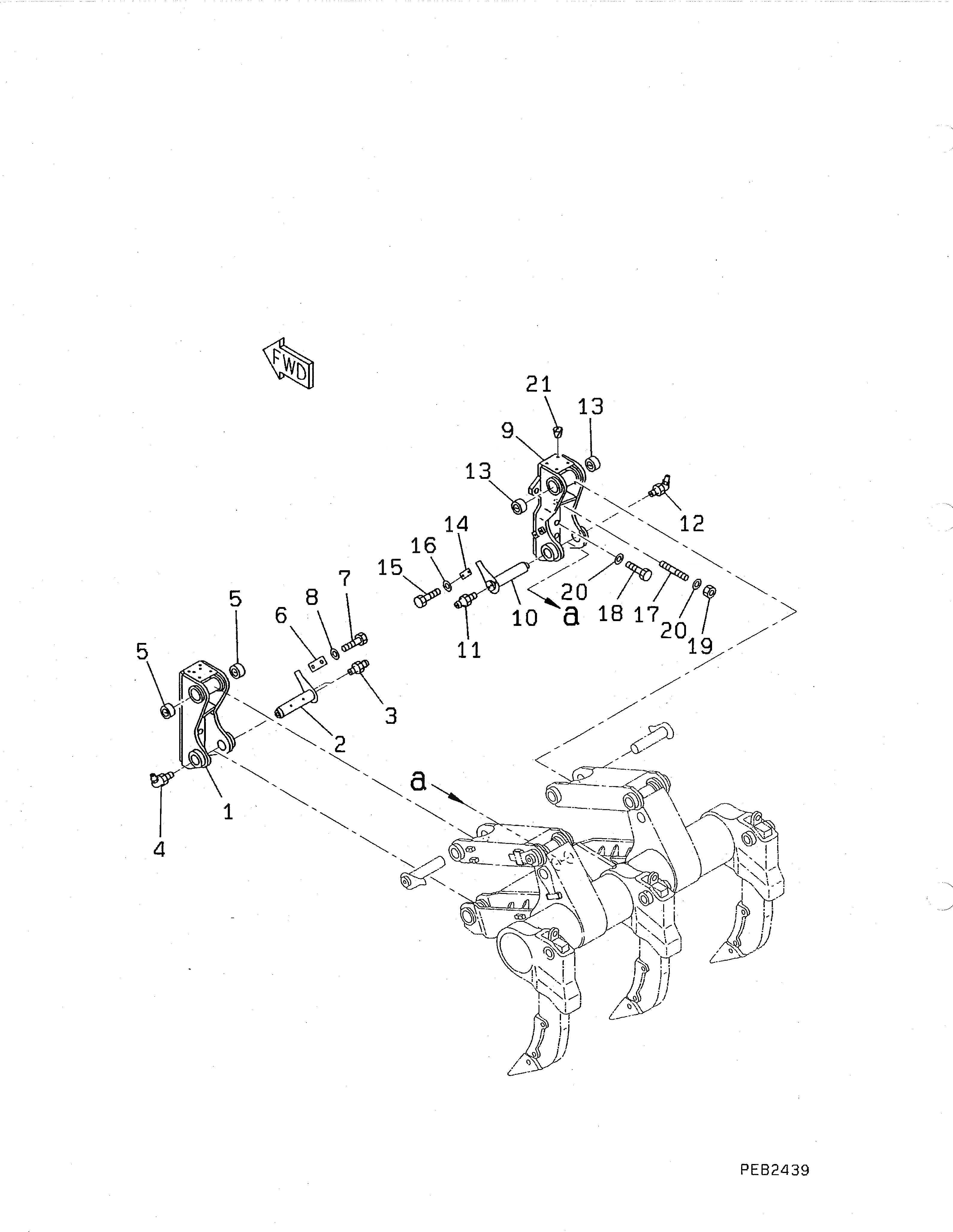 Схема запчастей Komatsu D85E-21 - РЫХЛИТЕЛЬ КОРПУС КРЕПЛЕНИЯ(№78-) РАБОЧЕЕ ОБОРУДОВАНИЕ