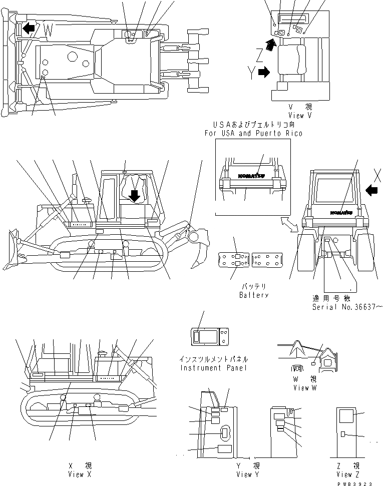 Схема запчастей Komatsu D85E-21 - МАРКИРОВКА (АНГЛ.) (D8E)(№-7) МАРКИРОВКА