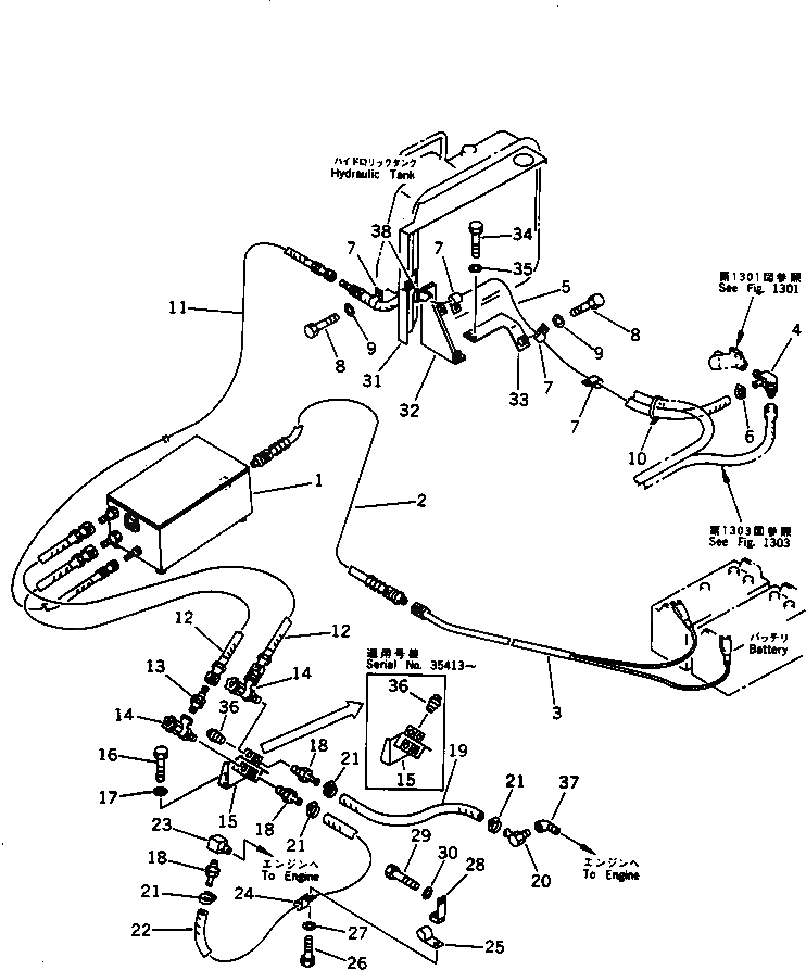 Схема запчастей Komatsu D85E-21 - ПРЕДПУСК. ПОДОГРЕВ ТРУБЫ(№-) КОМПОНЕНТЫ ДВИГАТЕЛЯ И ЭЛЕКТРИКА