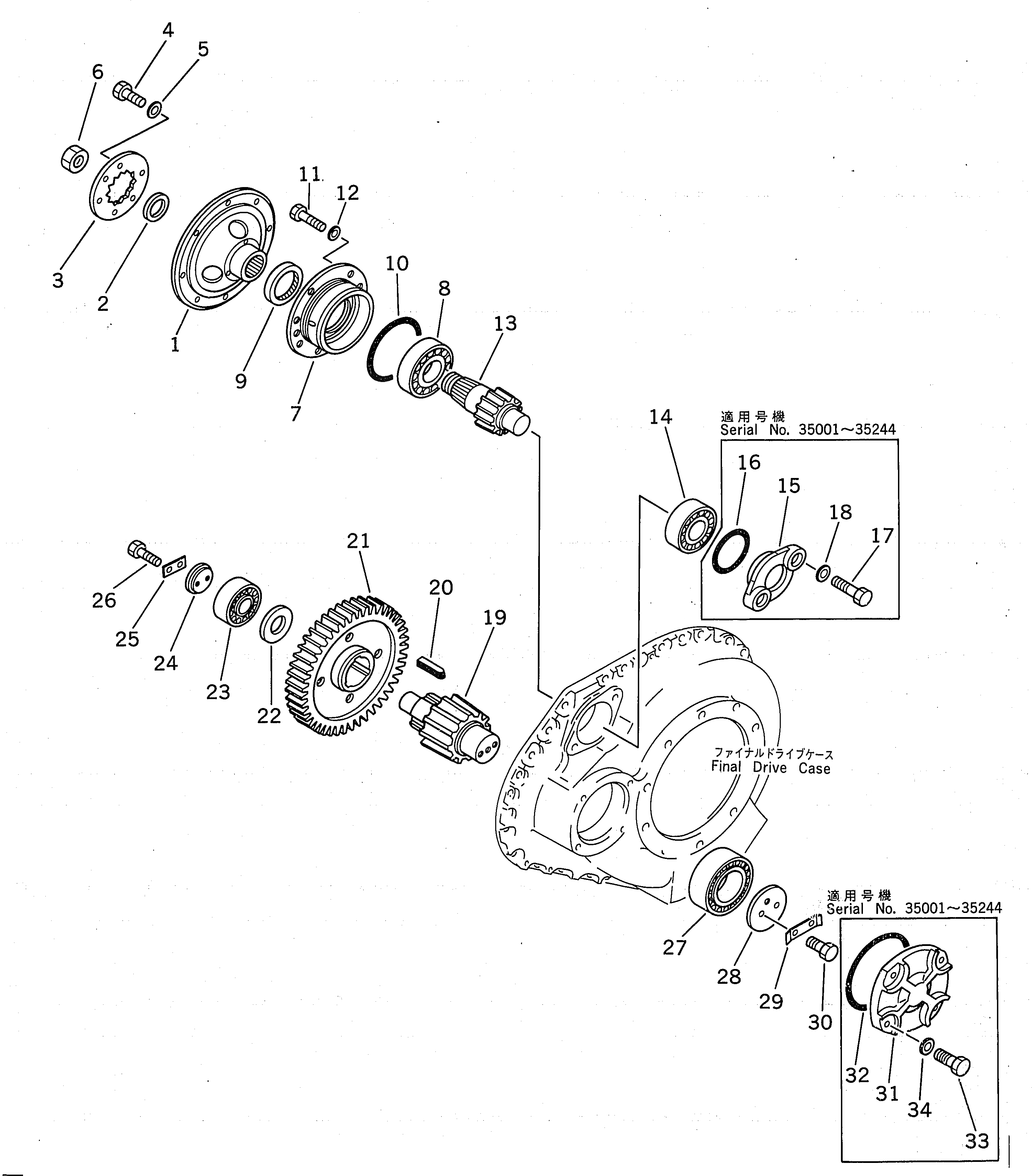 Схема запчастей Komatsu D85E-21 - КОРПУС КОНЕЧН. ПЕРЕДАЧИ И ПРИВОД (/)(№-) ГТР CONVERTOR¤ ТРАНСМИССИЯ¤ РУЛЕВ. УПРАВЛЕНИЕ И КОНЕЧНАЯ ПЕРЕДАЧА
