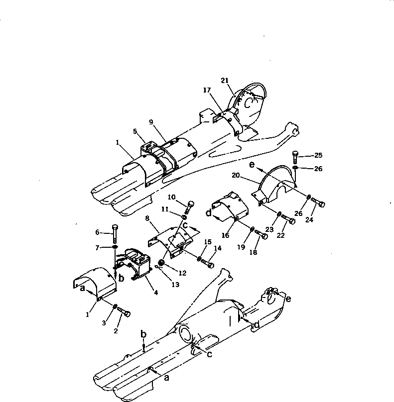Схема запчастей Komatsu D85E-21 - КРЫШКИ(№-) ГУСЕНИЦЫ