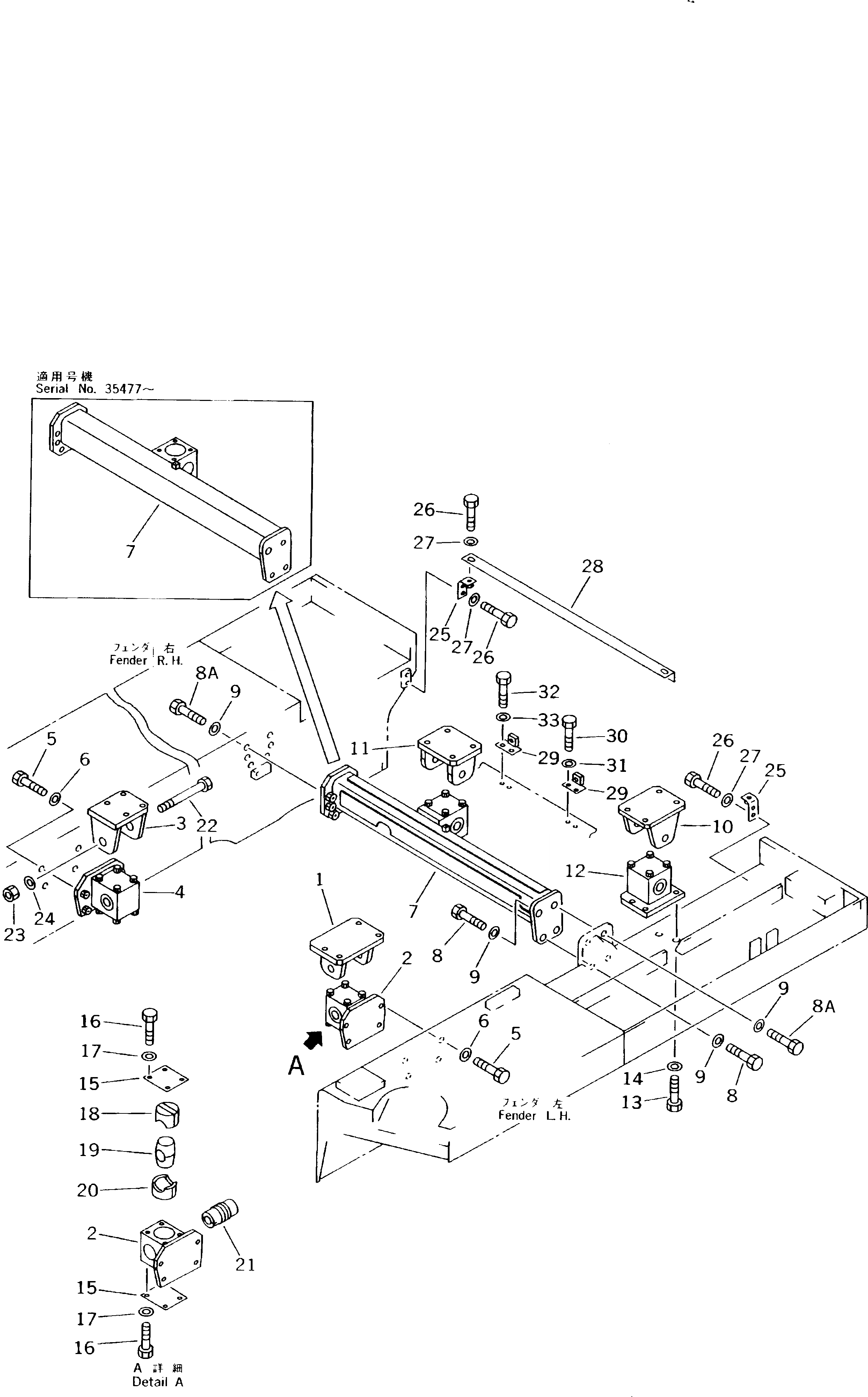 Схема запчастей Komatsu D85E-21 - СУППОРТ(№-) ЧАСТИ КОРПУСА