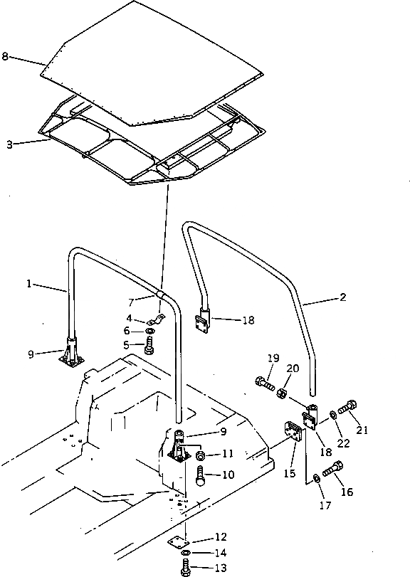 Схема запчастей Komatsu D85E-21 - ВЕРХН. ЗАЩИТА(№-) ЧАСТИ КОРПУСА