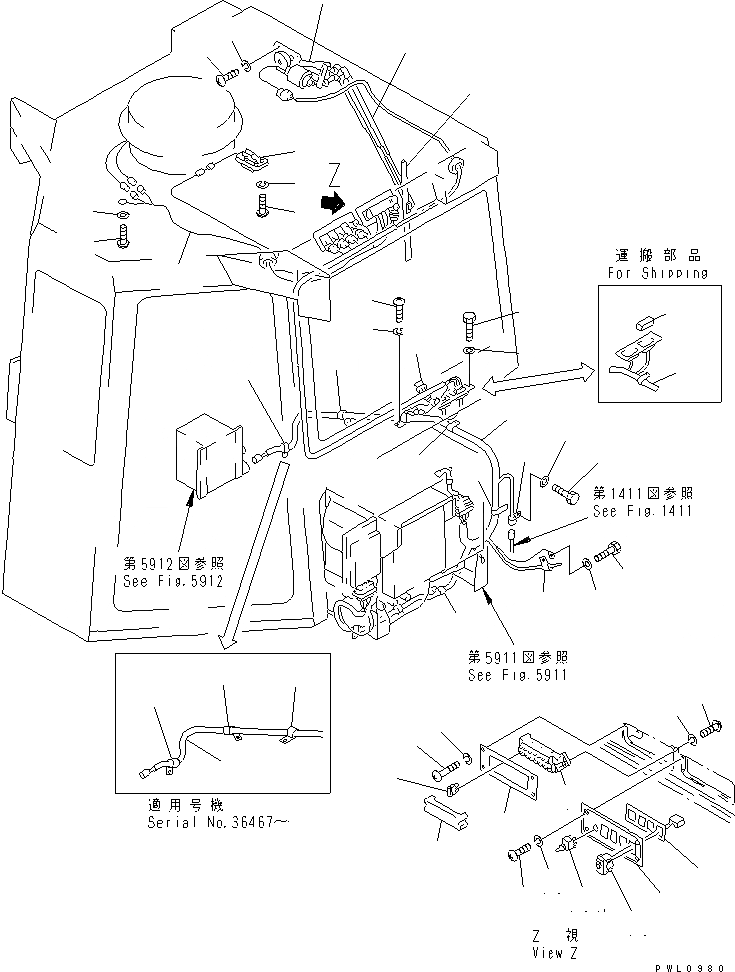 Схема запчастей Komatsu D85E-21 - СТАЛЬНАЯ КАБИНА (ЭЛЕКТРИКА¤ ЗАДН.) (8/9) (МОРОЗОУСТОЙЧИВ. СПЕЦИФИКАЦИЯ.)(№-) ЧАСТИ КОРПУСА