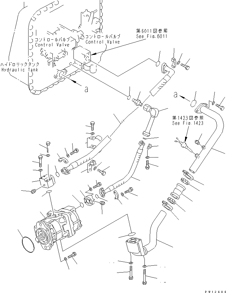 Схема запчастей Komatsu D85E-21 - ГИДРОЛИНИЯ (ИЗ БАКА В НАСОС)(№-) УПРАВЛ-Е РАБОЧИМ ОБОРУДОВАНИЕМ