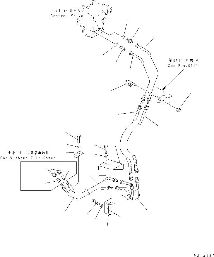 Схема запчастей Komatsu D85E-21 - ГИДРОЛИНИЯ (БАК - ЦИЛИНДР ПЕРЕКОСА)(№-) УПРАВЛ-Е РАБОЧИМ ОБОРУДОВАНИЕМ