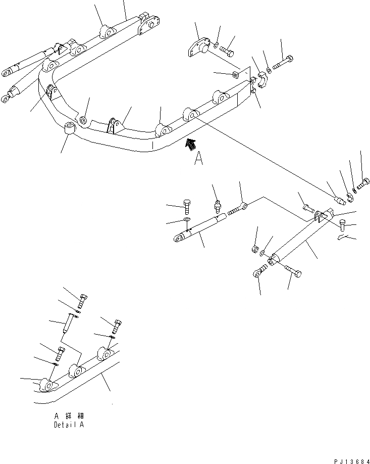 Схема запчастей Komatsu D85E-21 - С-ОБРАЗН. РАМА(№-) РАБОЧЕЕ ОБОРУДОВАНИЕ