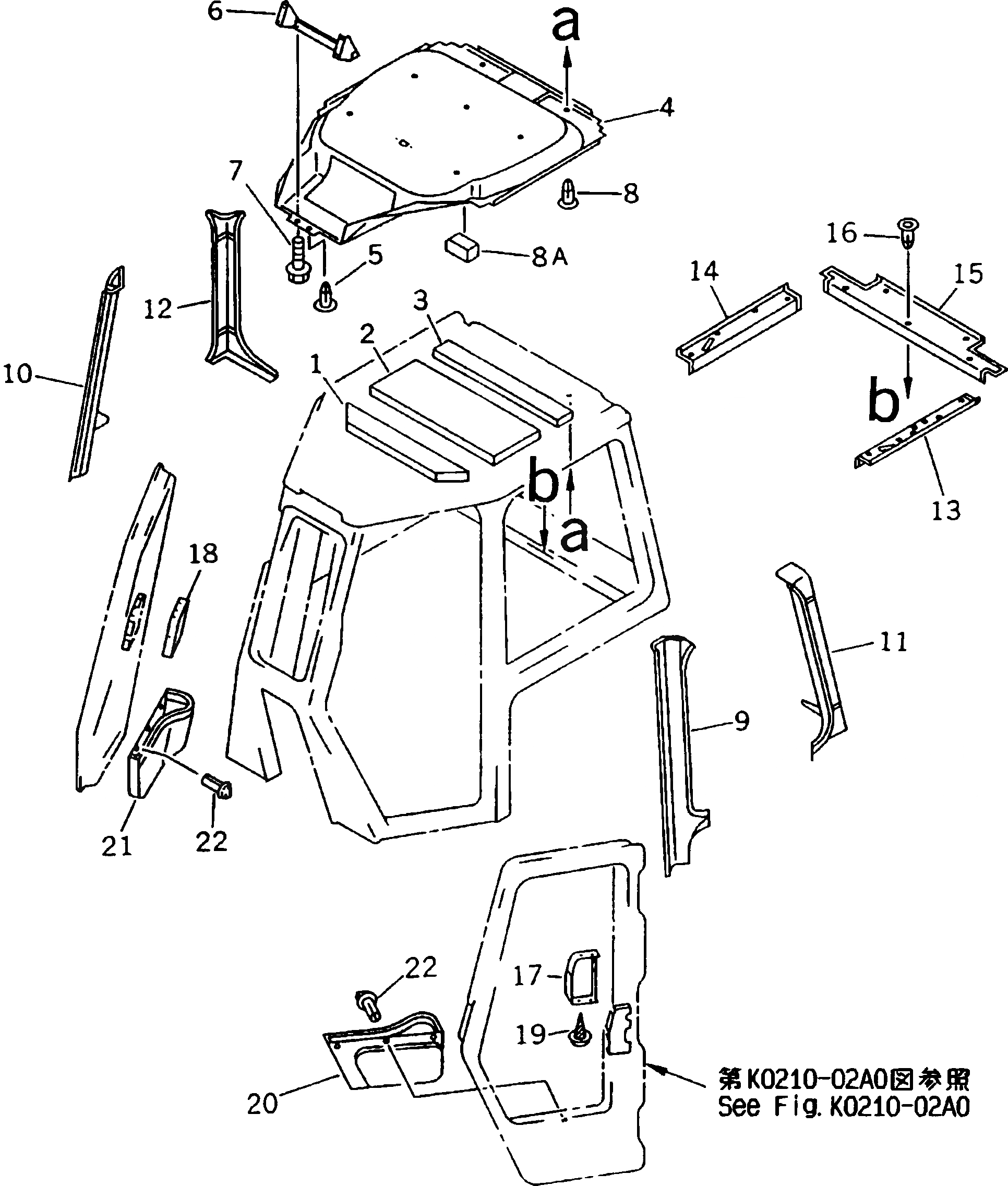 Схема запчастей Komatsu D85E-SS-2A - КАБИНА (ОБЛИЦОВКА ПОТОЛКА)(№-) КАБИНА ОПЕРАТОРА И СИСТЕМА УПРАВЛЕНИЯ